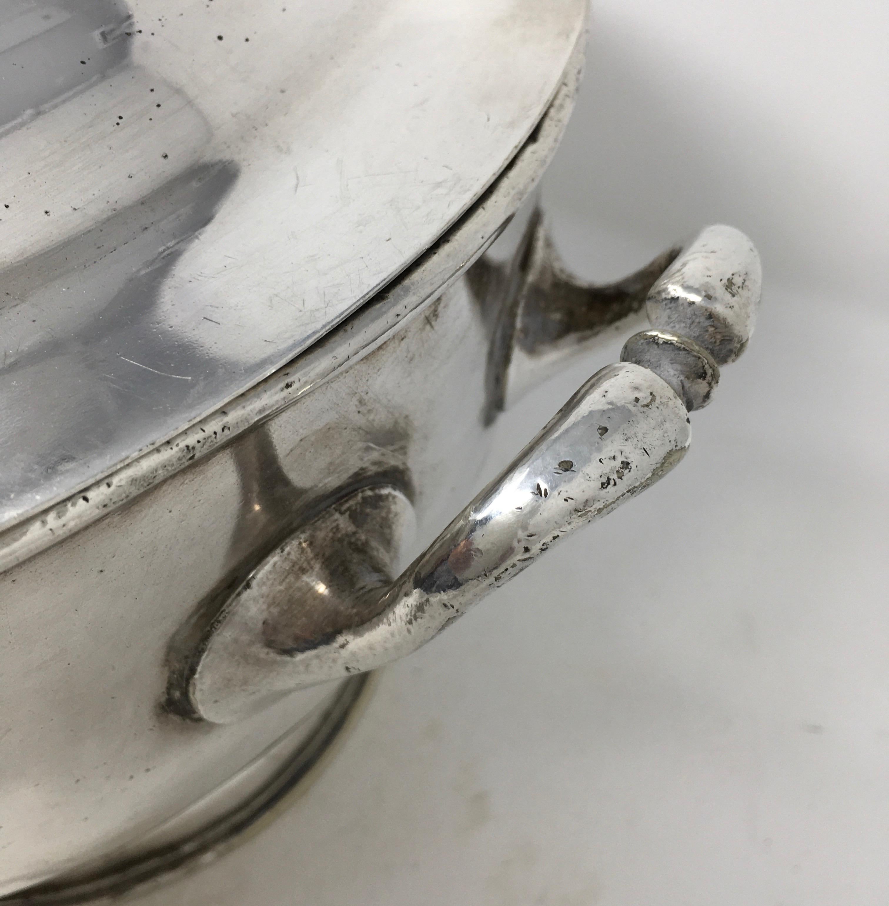 Vintage Silver Plate Silver Soldered Soup Tureen, 