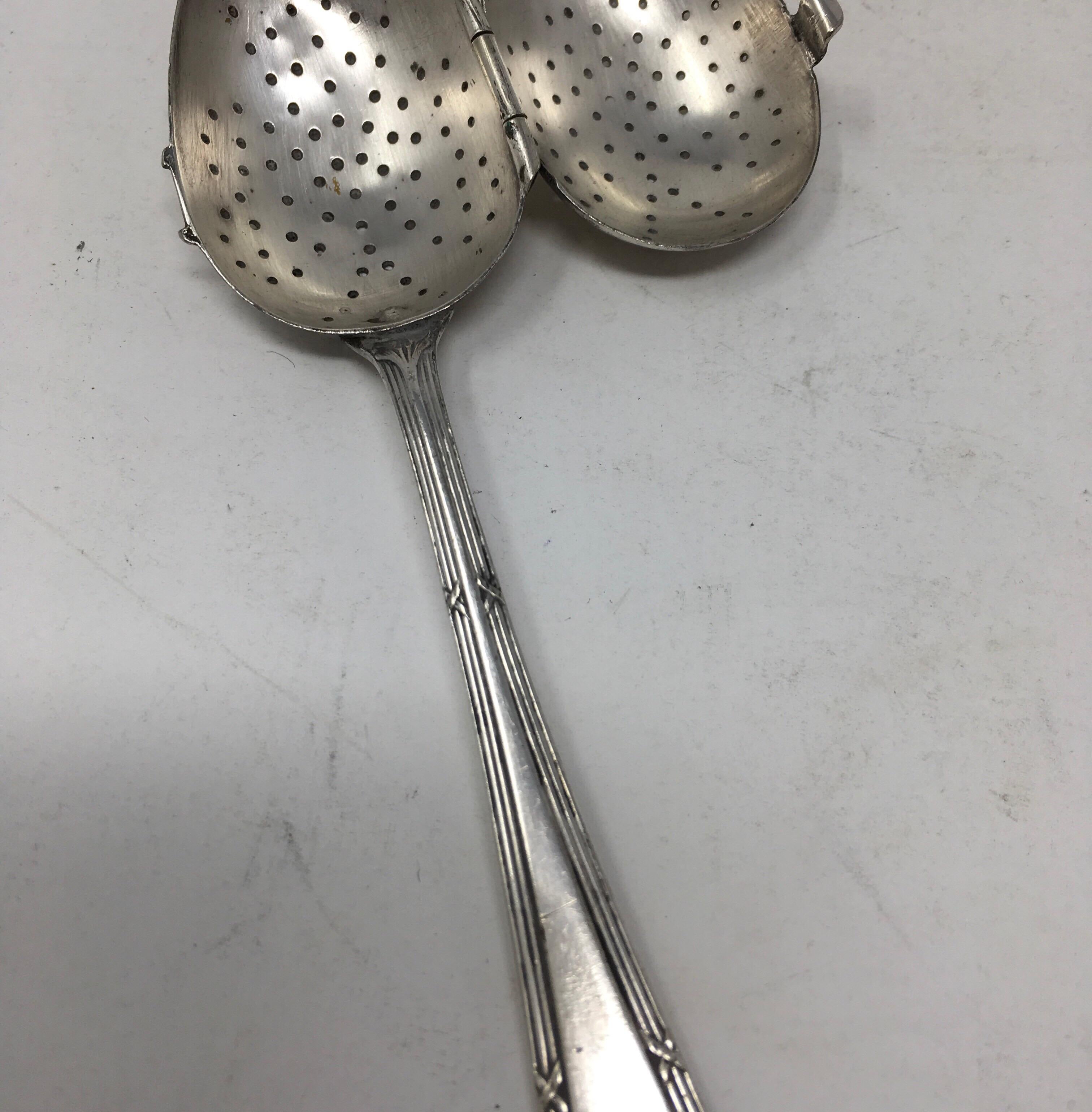 Vintage Silver Plate Tea Infuser Steeper Strainer Spoon 2