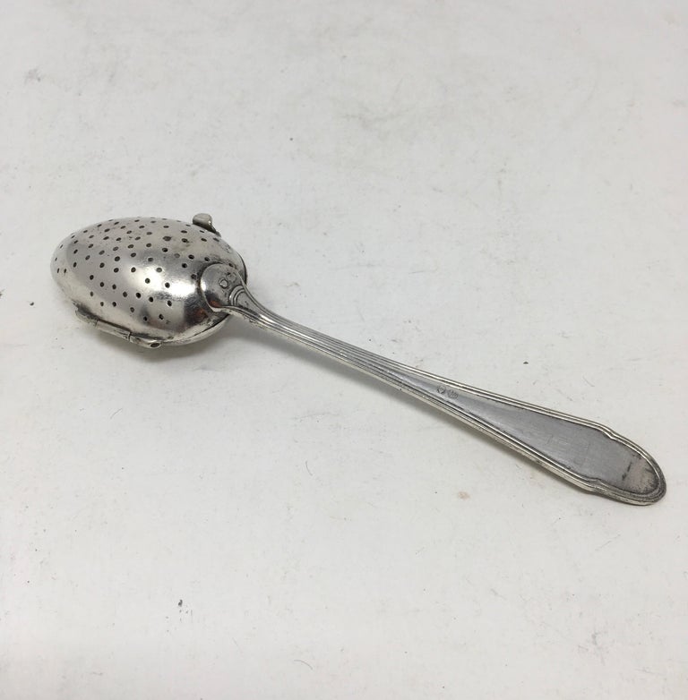 Vintage Silver Plate Tea Infuser Steeper Strainer Spoon For Sale at