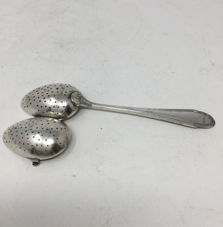Vintage Silver Plate Tea Infuser Steeper Strainer Spoon For Sale at