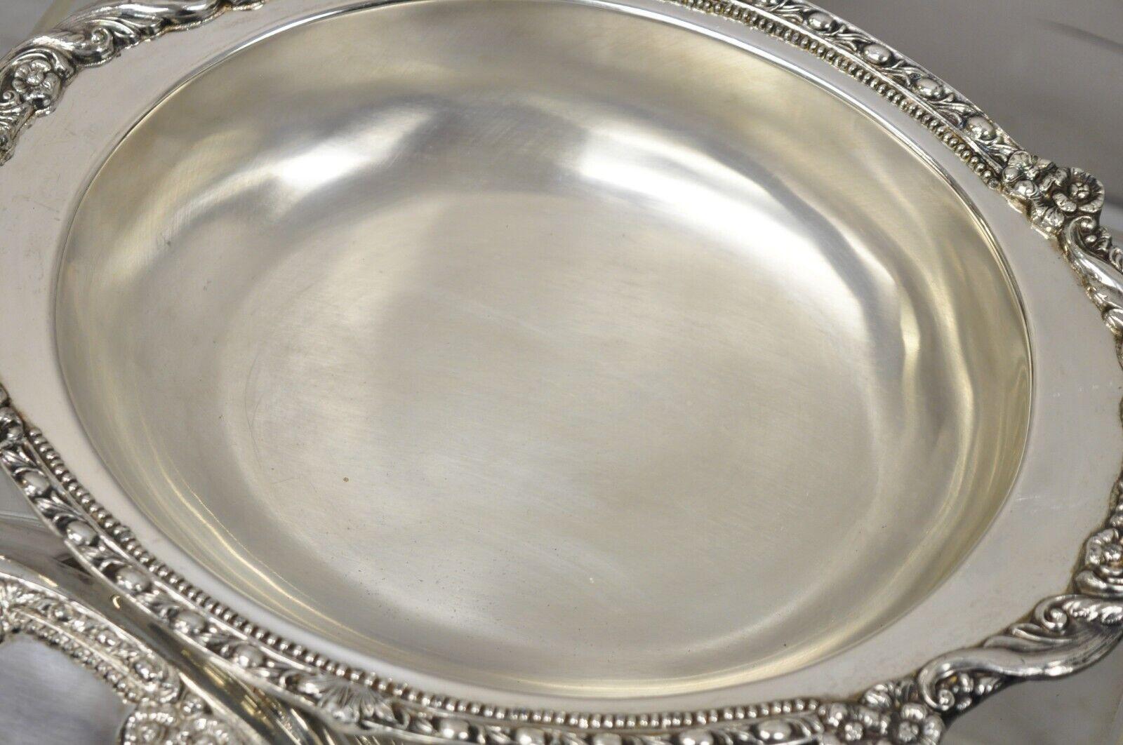 Vintage Silverplate Victorian Style Ornate Lidded Vegetable Serving Dish Platter For Sale 4