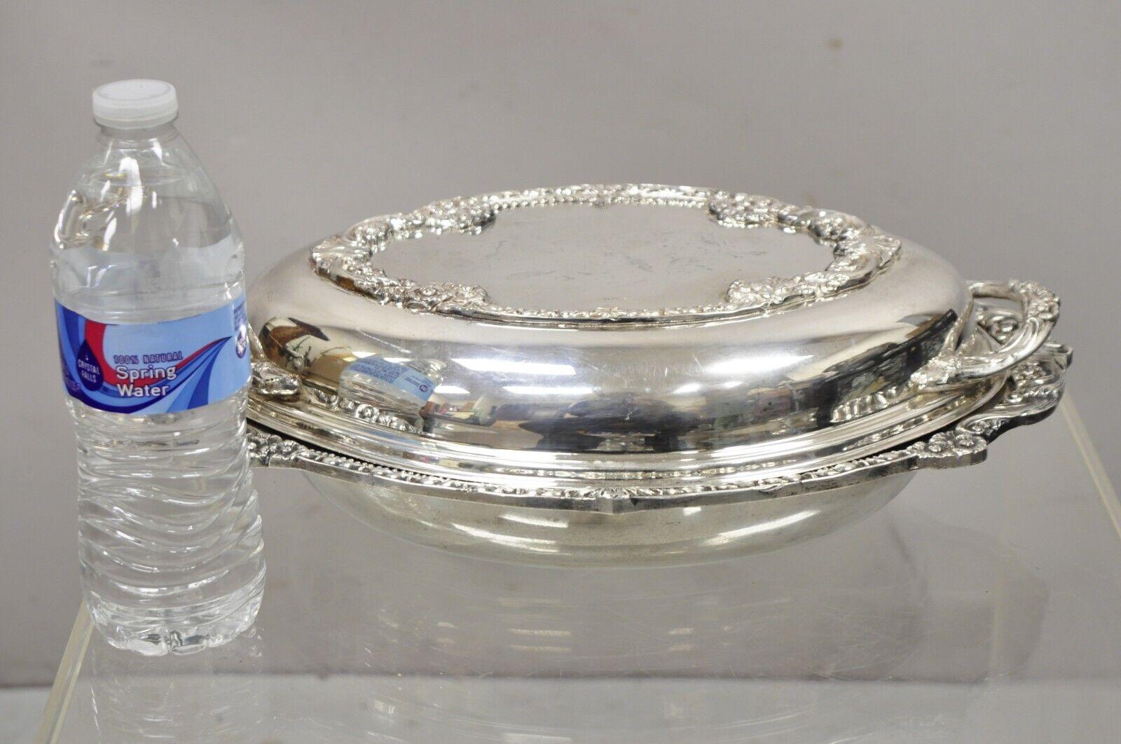 Vintage Silverplate Victorian Style Ornate Lidded Vegetable Serving Dish Platter For Sale 3