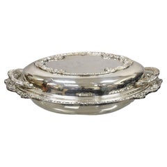 Retro Silverplate Victorian Style Ornate Lidded Vegetable Serving Dish Platter