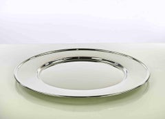 Plat de service vintage en métal argenté, design italien, années 1970