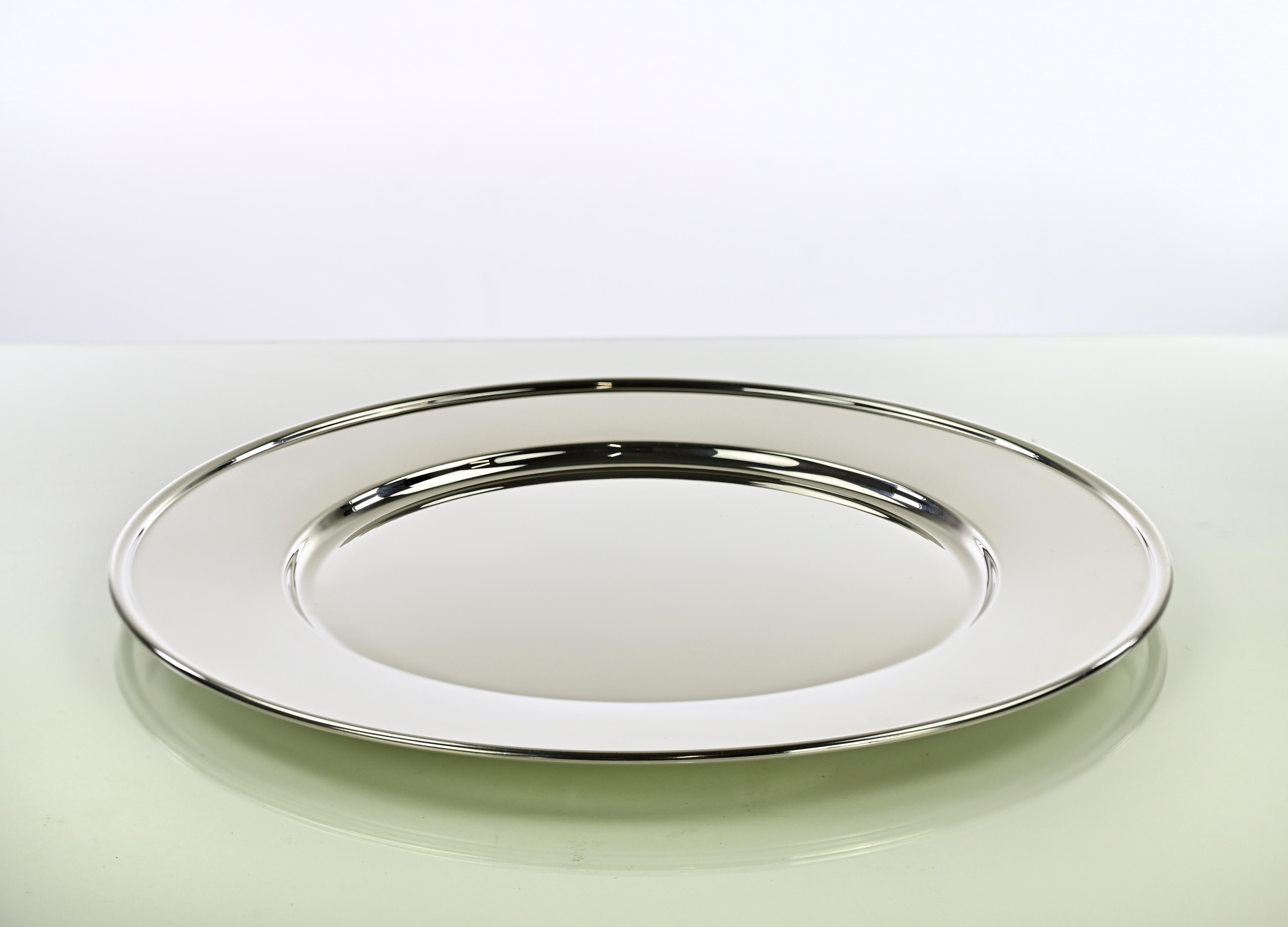 Vintage Versilberter Servierteller, 1970er Jahre (Italienisch) im Angebot