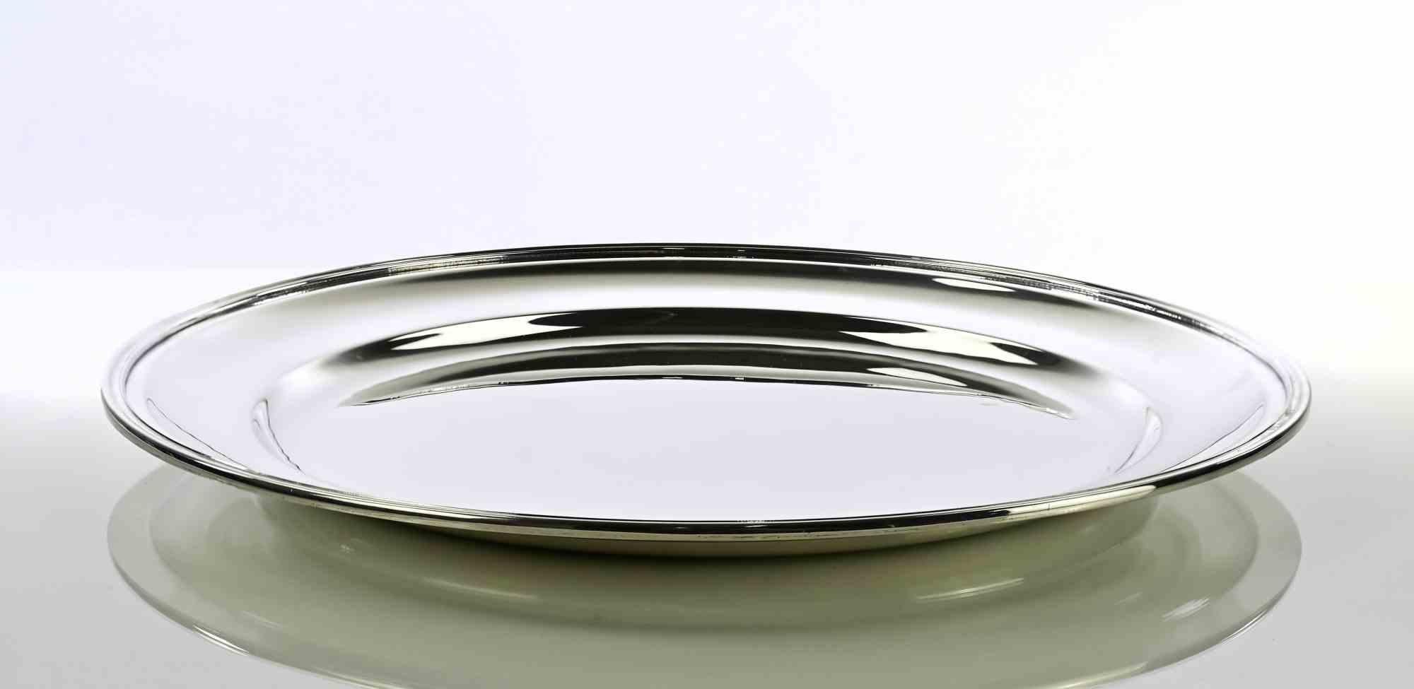 Assiette de service vintage en métal argenté, 1970 Bon état - En vente à Roma, IT