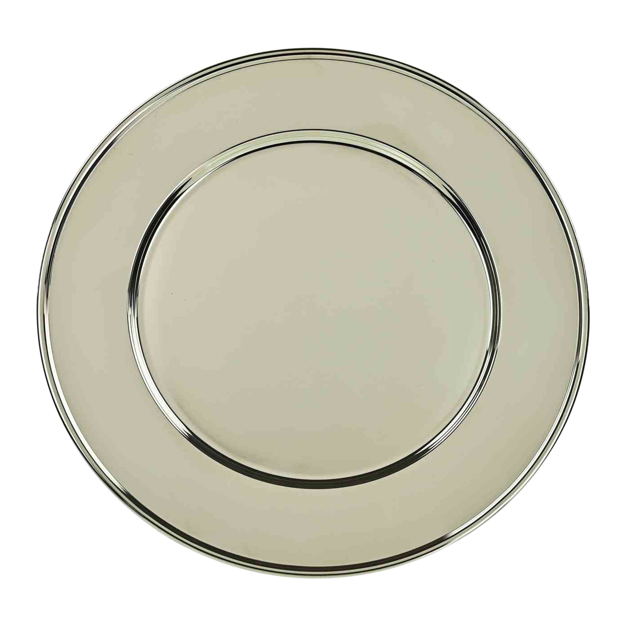 Assiette de service vintage en métal argenté, 1970