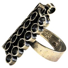 Vintage Silverring by Erik Granit with circle decor Finland, 1970