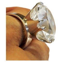 Vintage Silverring with Cut Rock Crystal Stone by Salovaara, 1973, Finland