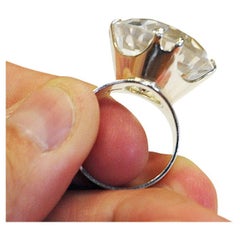 Vintage Silverring with Cut Rock Crystal Stone by Salovaara, 1973, Finland