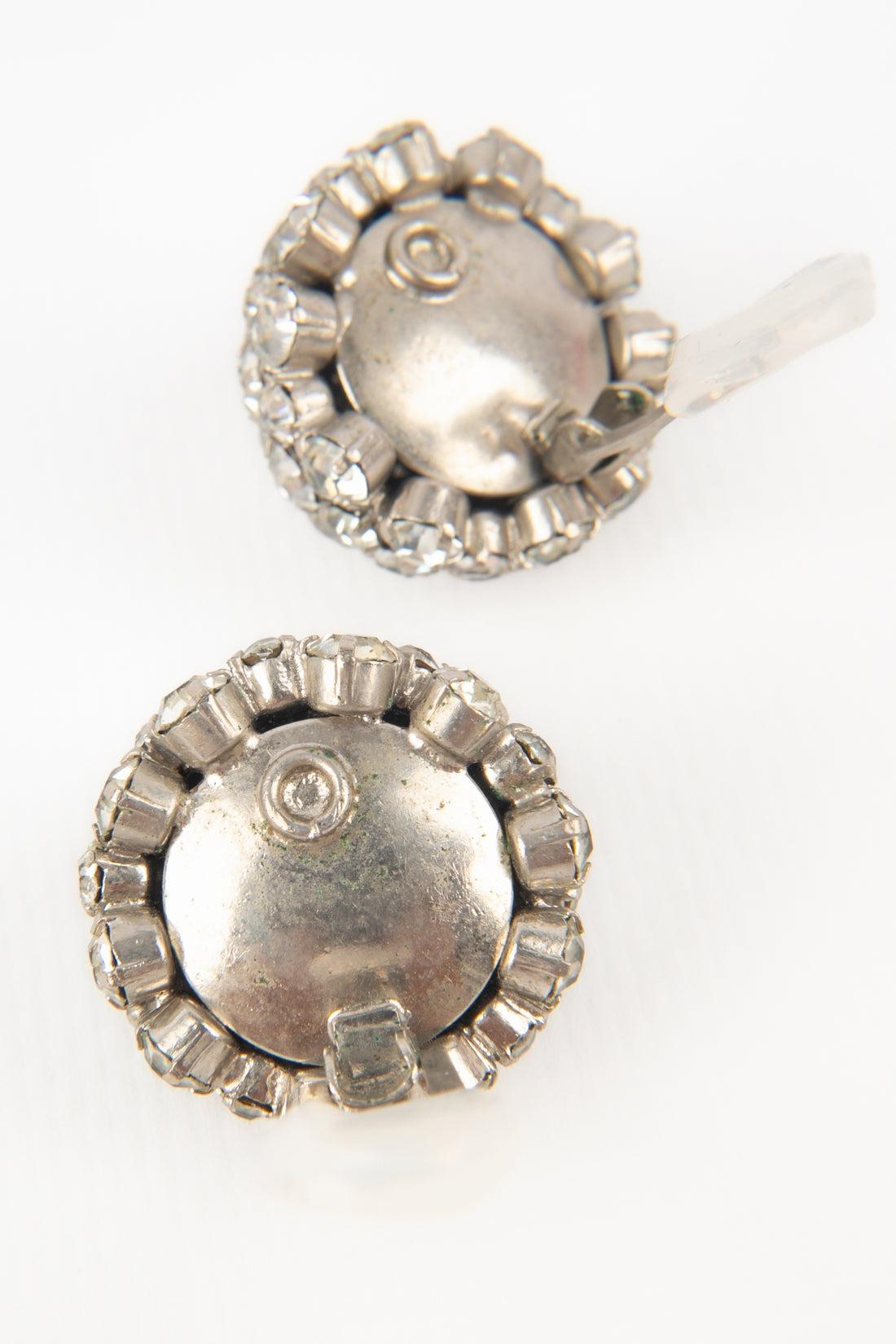 Women's Vintage Silvery Metal Earrings, 1950s For Sale