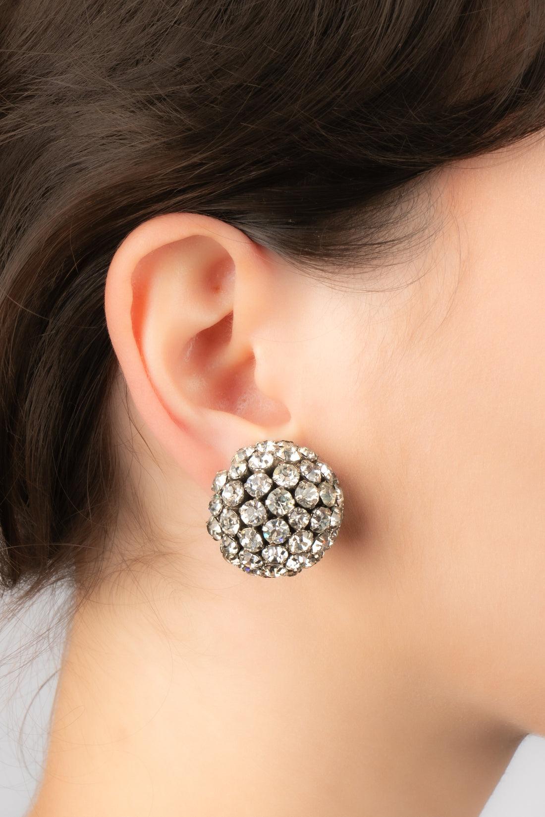 Vintage Silvery Metal Earrings, 1950s For Sale 1