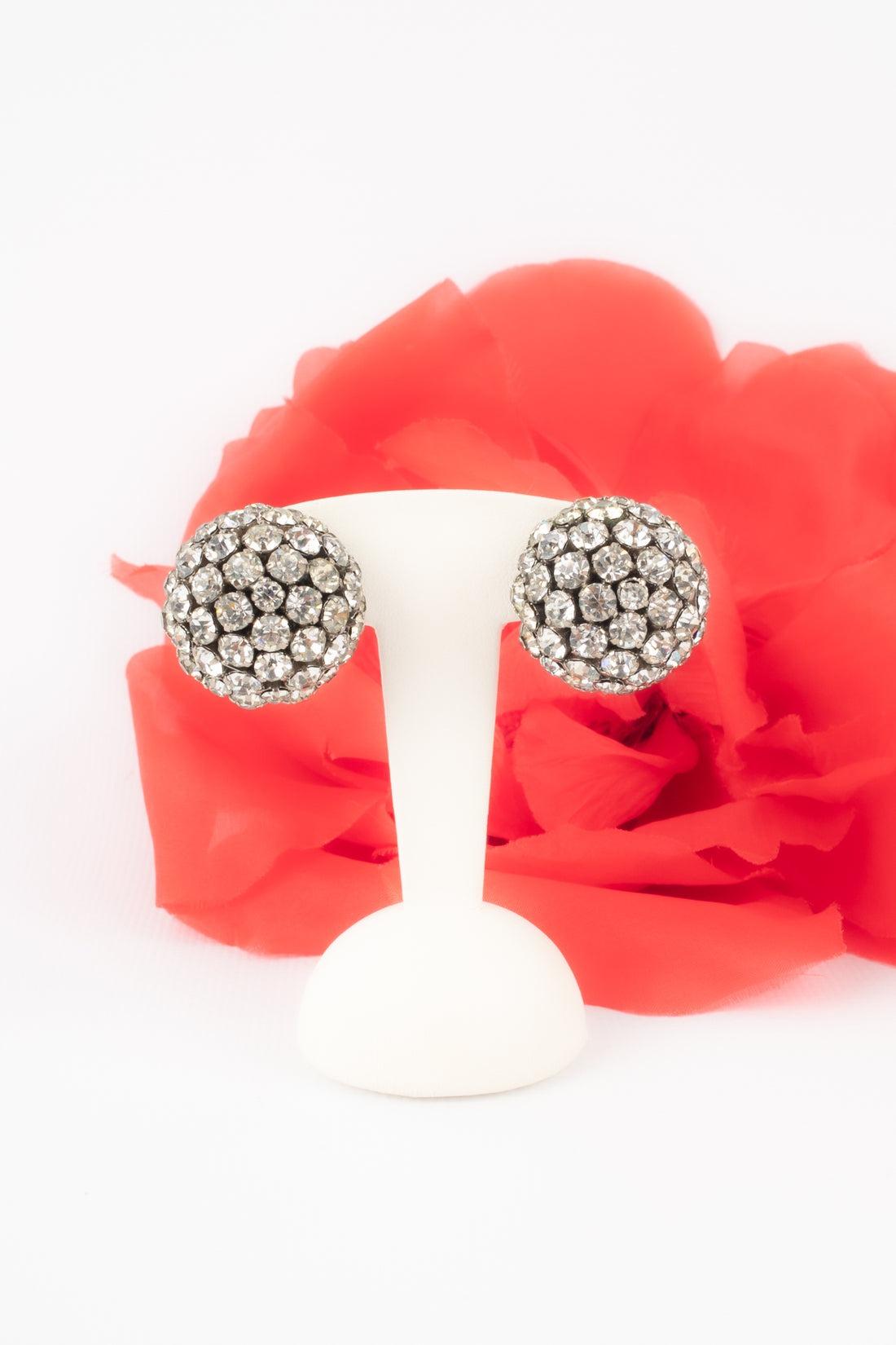 Vintage Silvery Metal Earrings, 1950s For Sale 2