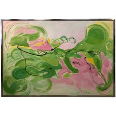 Vintage Silvia Lieb Acrylic in Canvas Abstract Painting Palm Beach