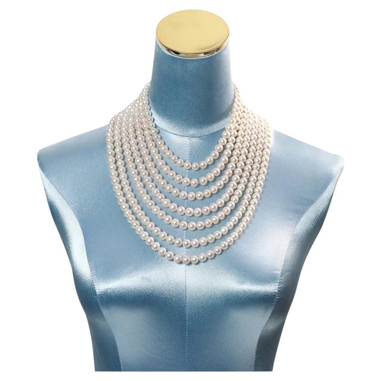 Chanel Pearl Necklace Double Strand - 46 For Sale on 1stDibs