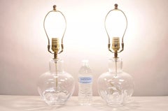 Pareja de pequeñas lámparas de sobremesa Vintage Simon Pearce Shelburne Modern Handblown Glass Vase