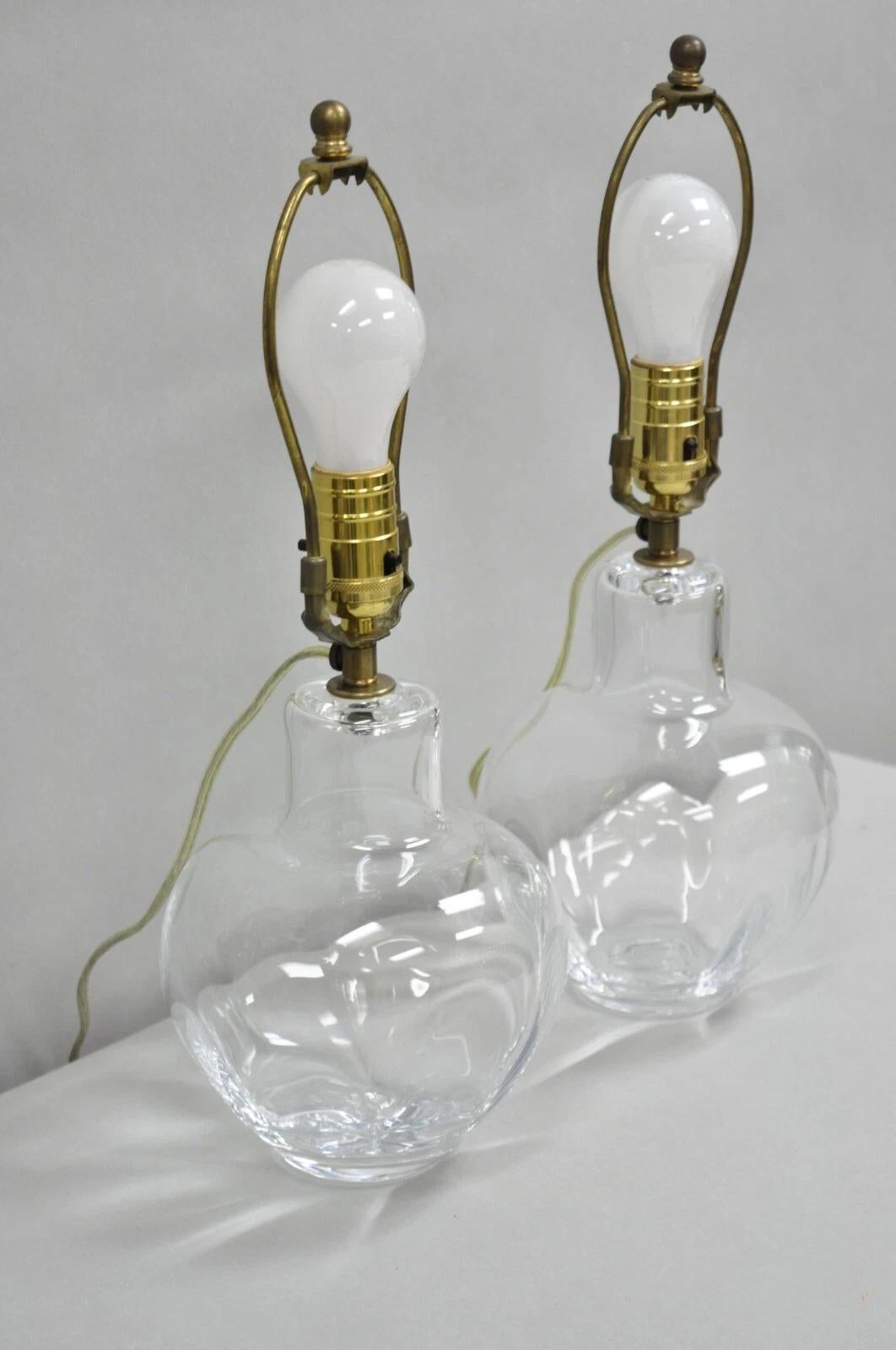 Vintage Simon Pearce Shelburne Modern Handblown Glass Vase Small Table Lamp Pair For Sale 2