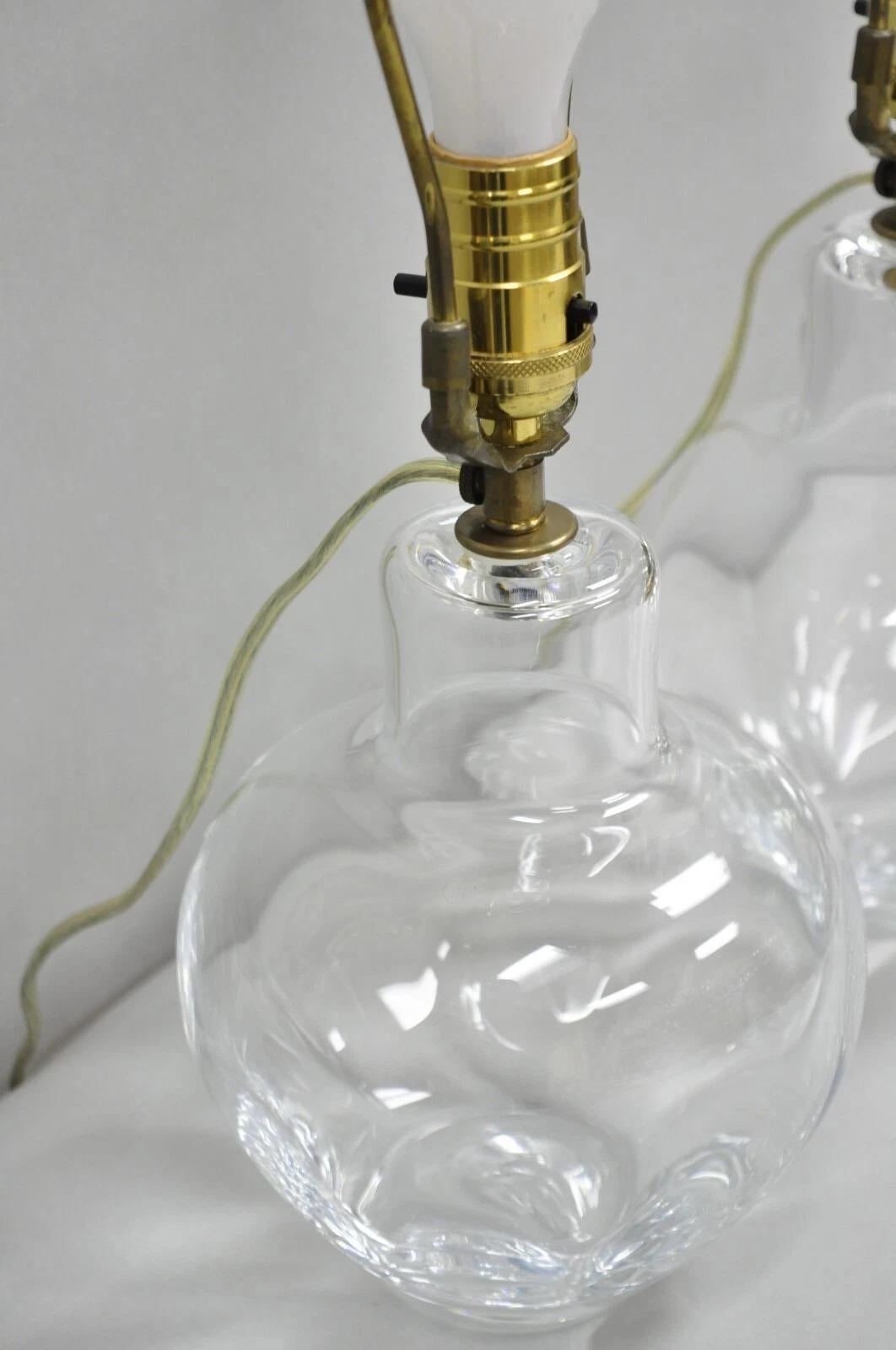 Vintage Simon Pearce Shelburne Modern Handblown Glass Vase Small Table Lamp Pair For Sale 3