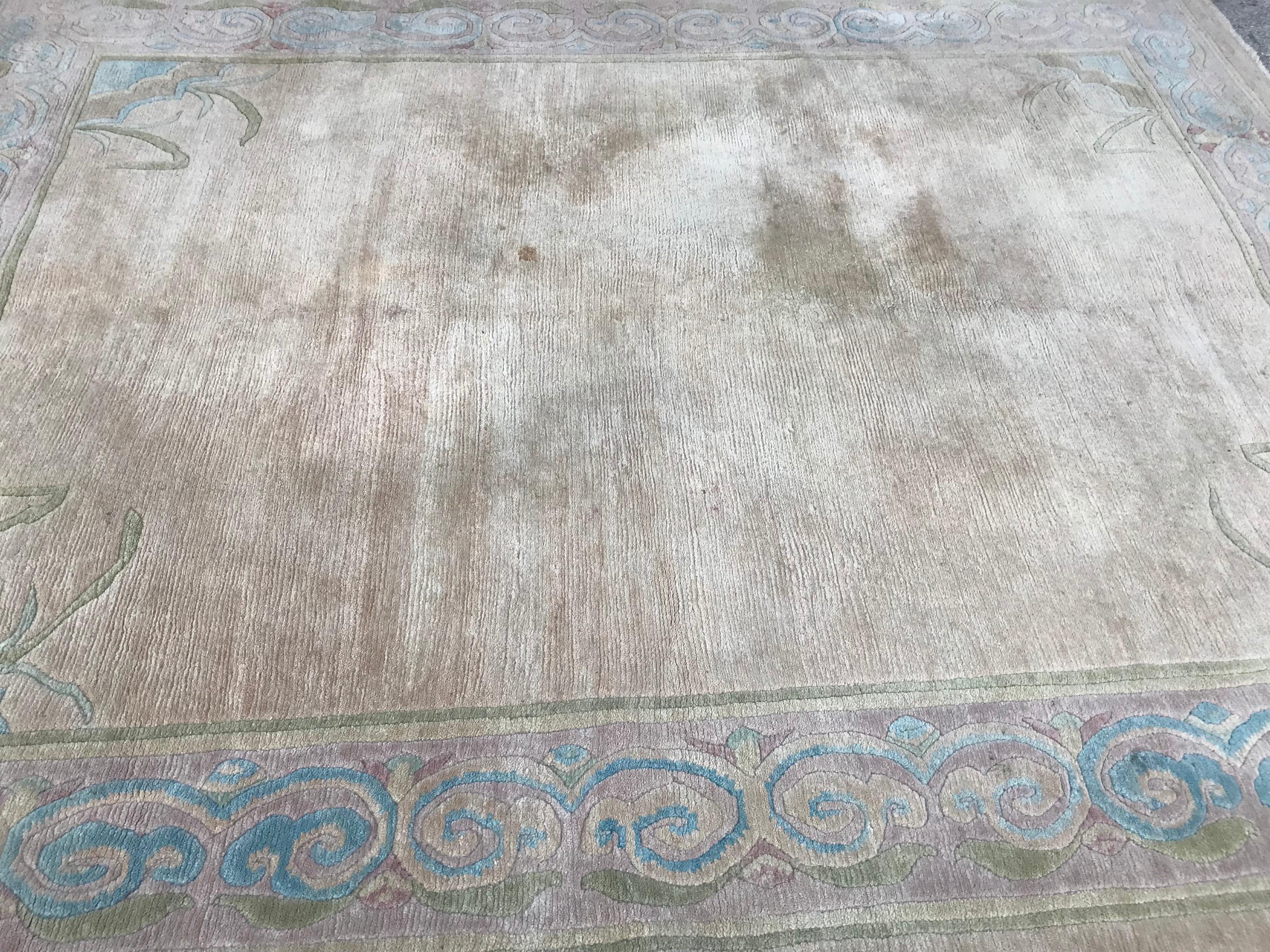Vintage Simple Design Tibetischer Teppich im Zustand „Gut“ im Angebot in Saint Ouen, FR
