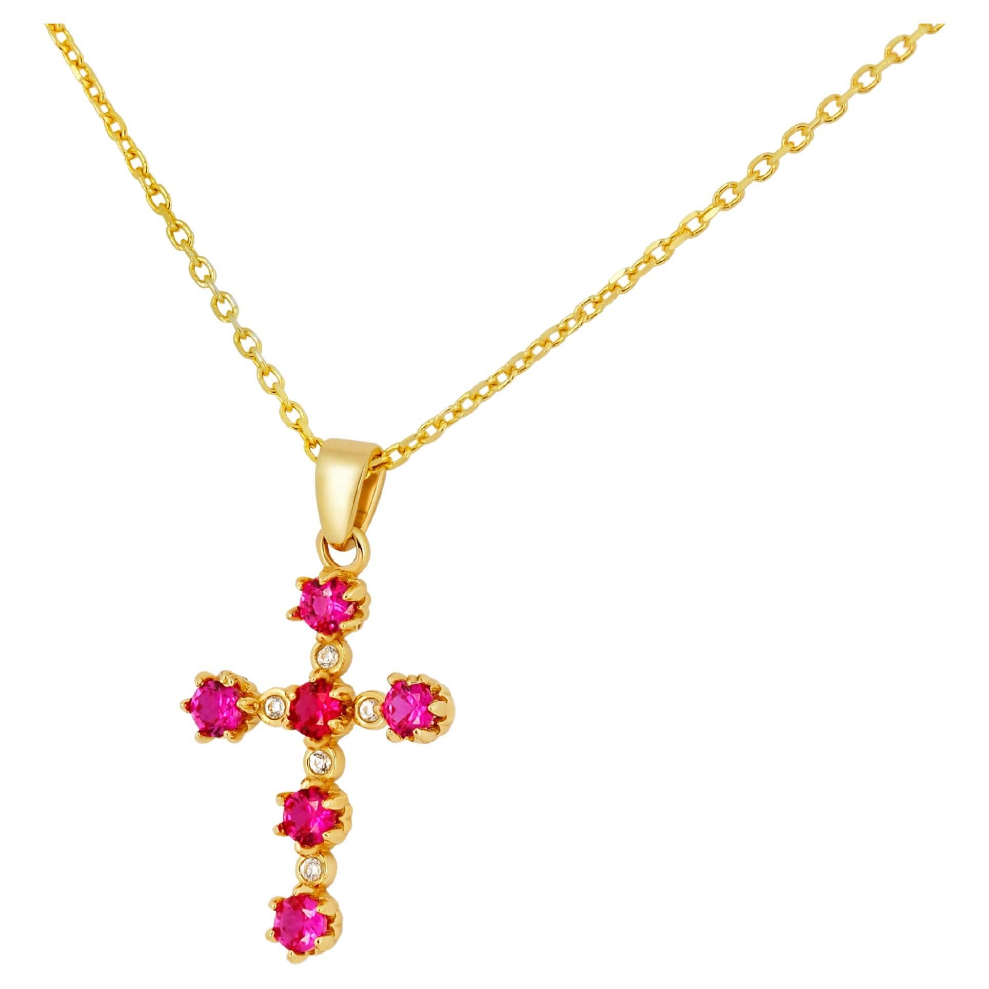 Vintage Simple everyday 14k gold cross For Sale