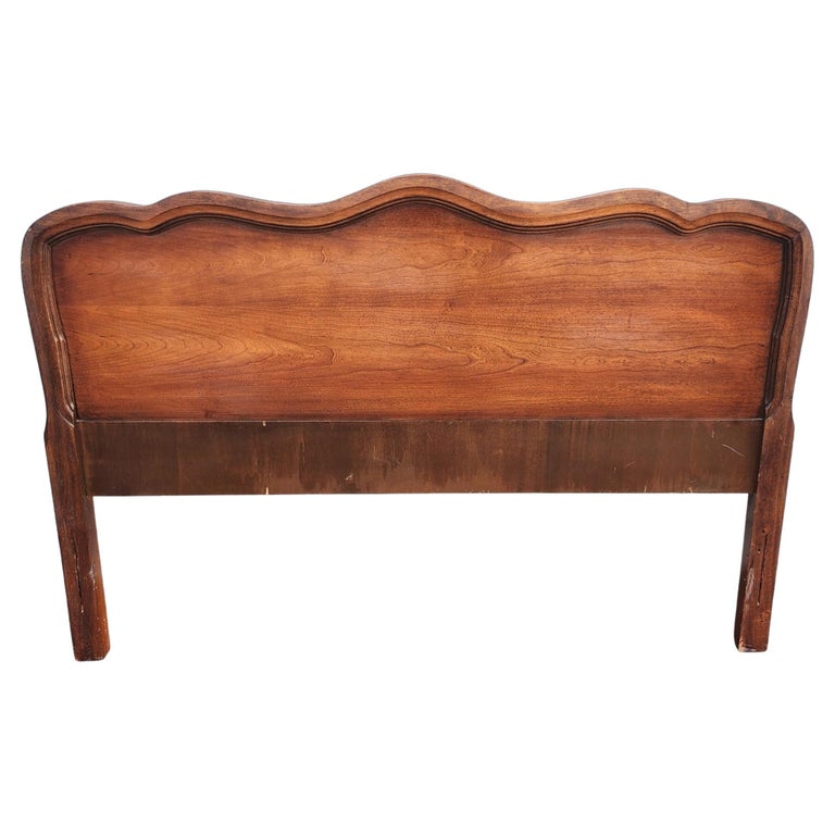 Vintage Simple Scalloped French Provincial Full Sized Headboard For