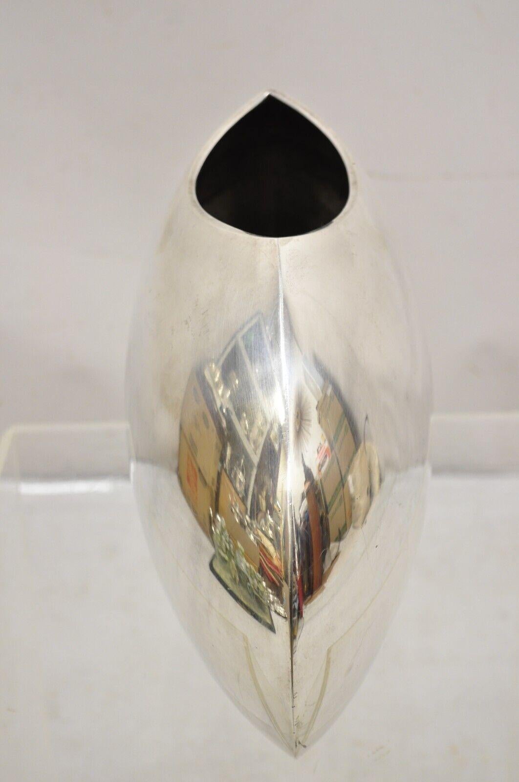 Vase moderne oblongue plaqué argent Sabattini Bregnano Italie Bon état à Philadelphia, PA