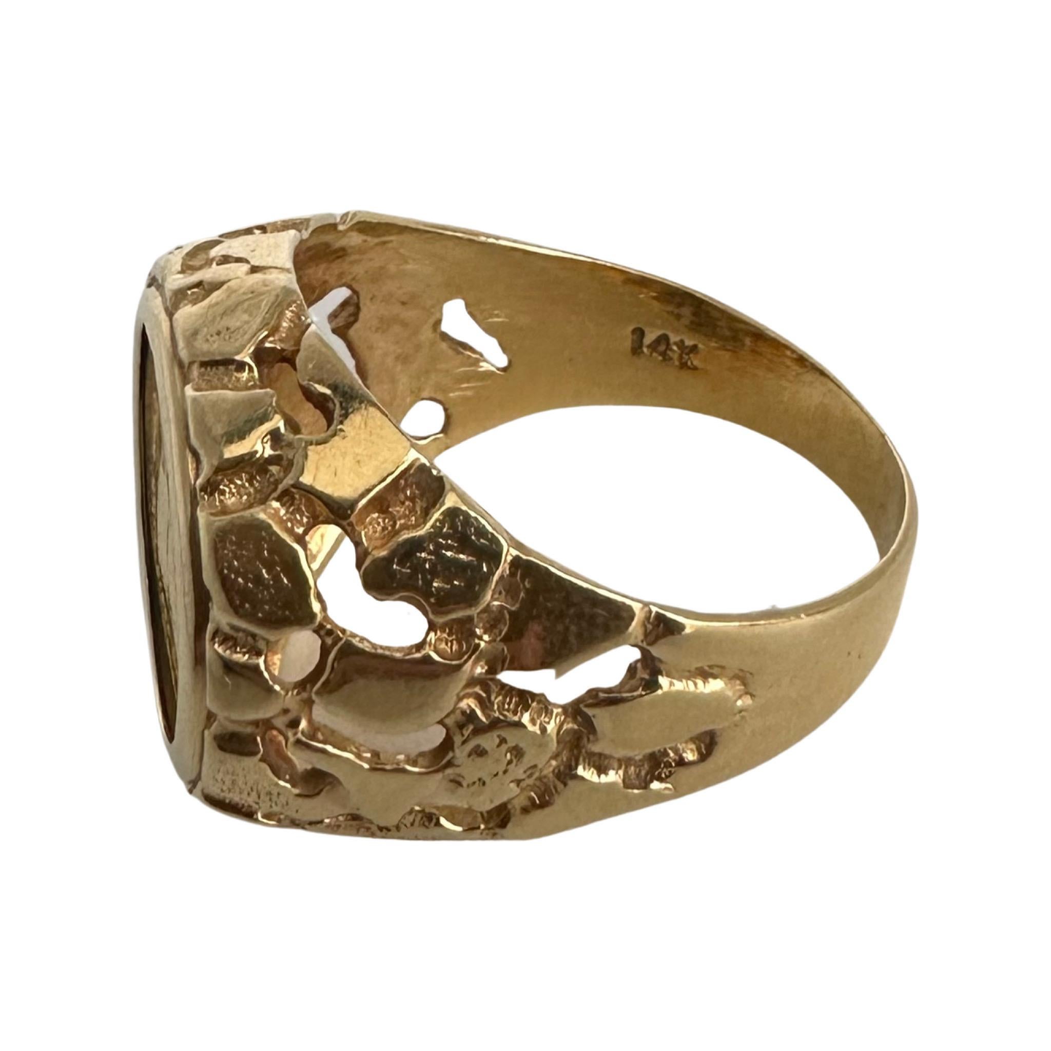 Vintage Singapur Jahr-of-The-Horse Münze-Ring 18k 14k Gold (Kunsthandwerker*in) im Angebot