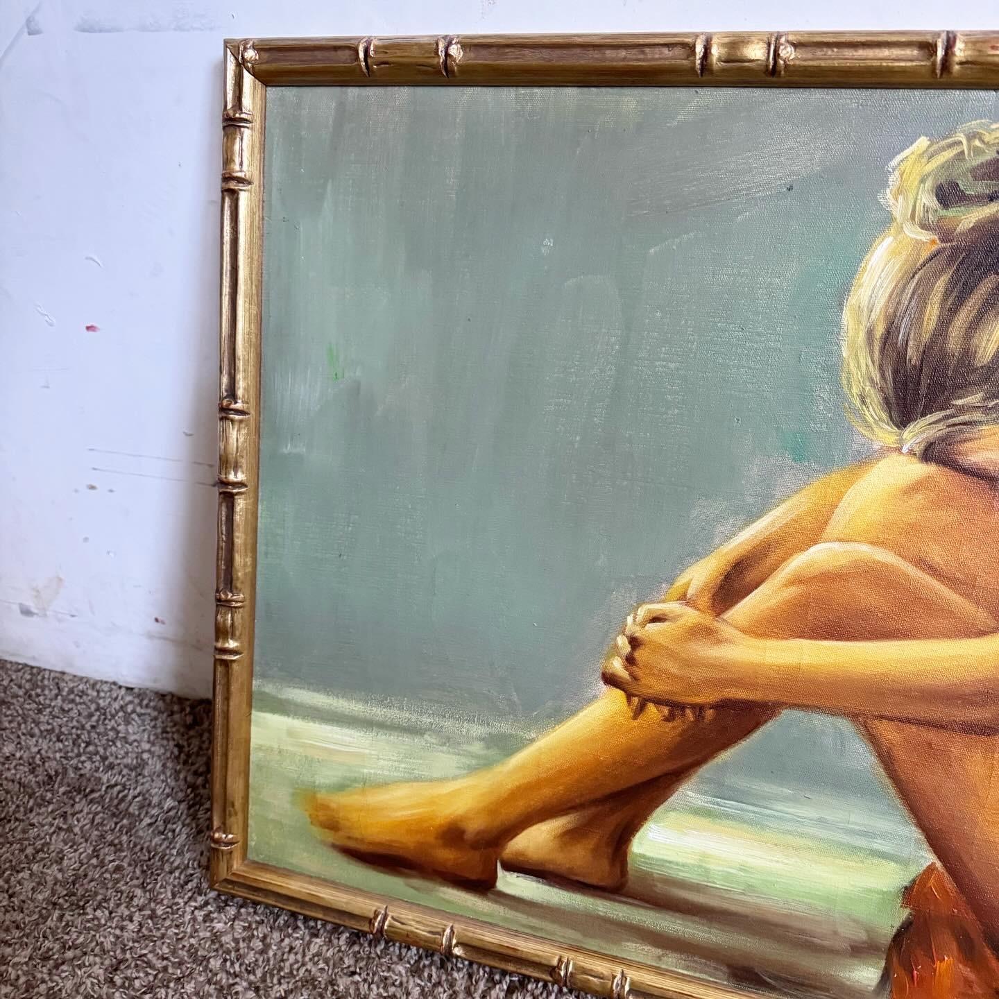 Late 20th Century Vintage Singed and Framed Oil Painting of Nude Woman For Sale