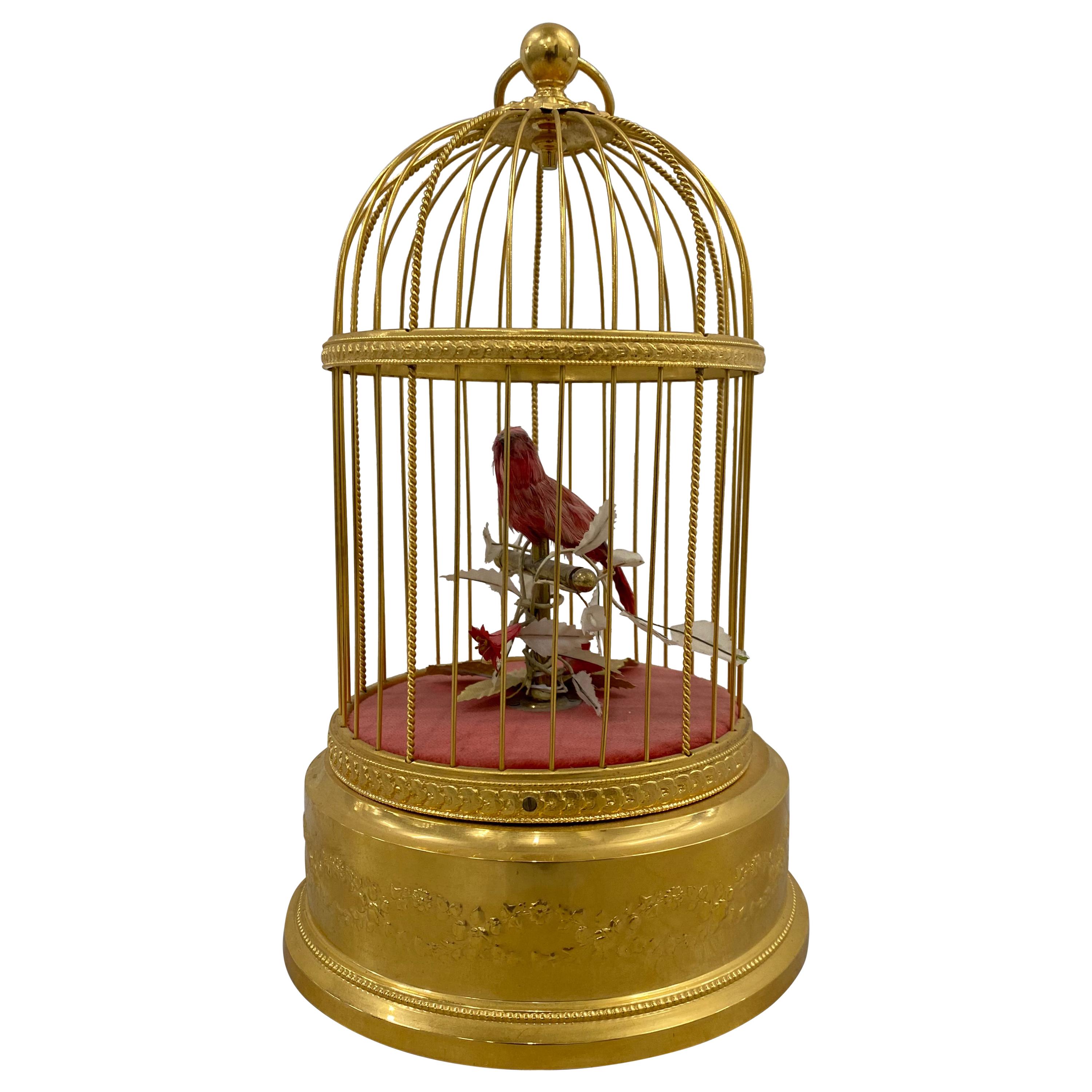 Vintage Singing Bird in a Gilded Cage Automaton C.1930s