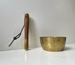 Vintage Singing Brass Bowl with Striker - for Yoga - Meditation, 1960s
