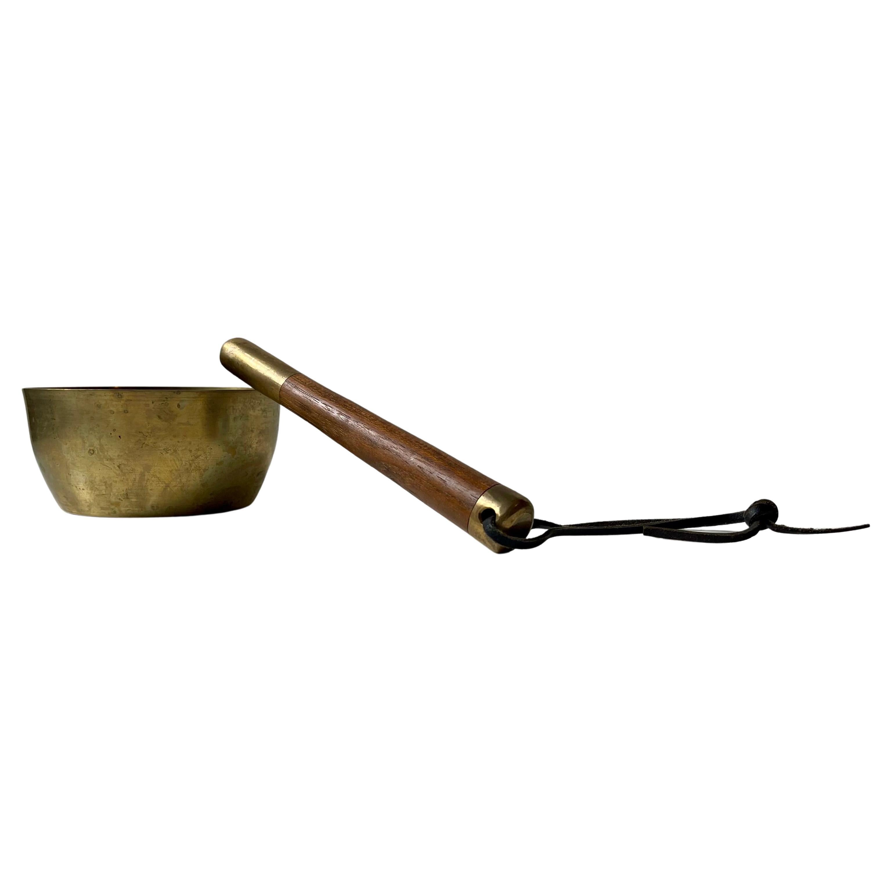 Vintage Singing Brass Bowl with Striker - for Yoga - Meditation, 1960s