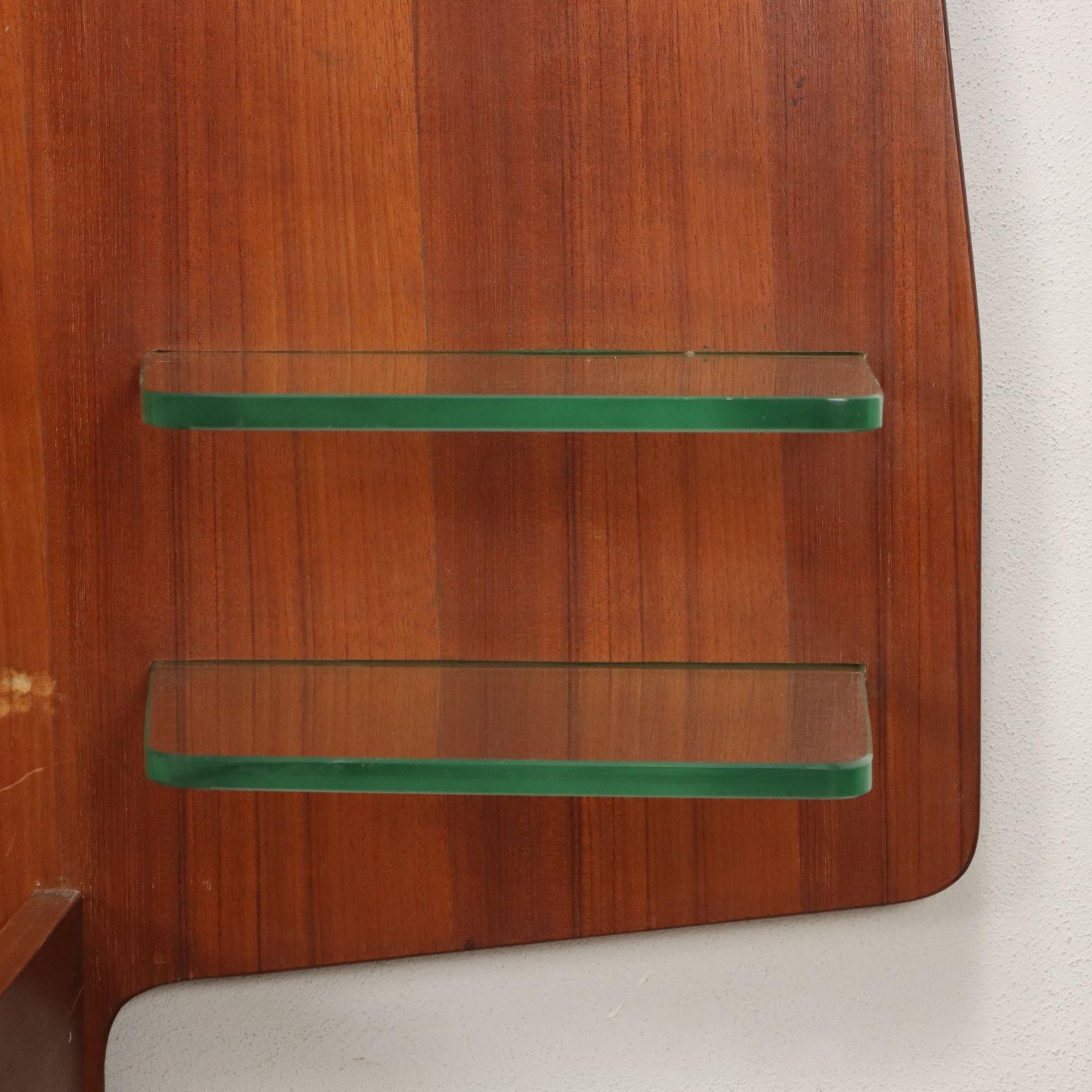 Italian Vintage Single Bed Mahogany Veneer, Italy, 1960s For Sale