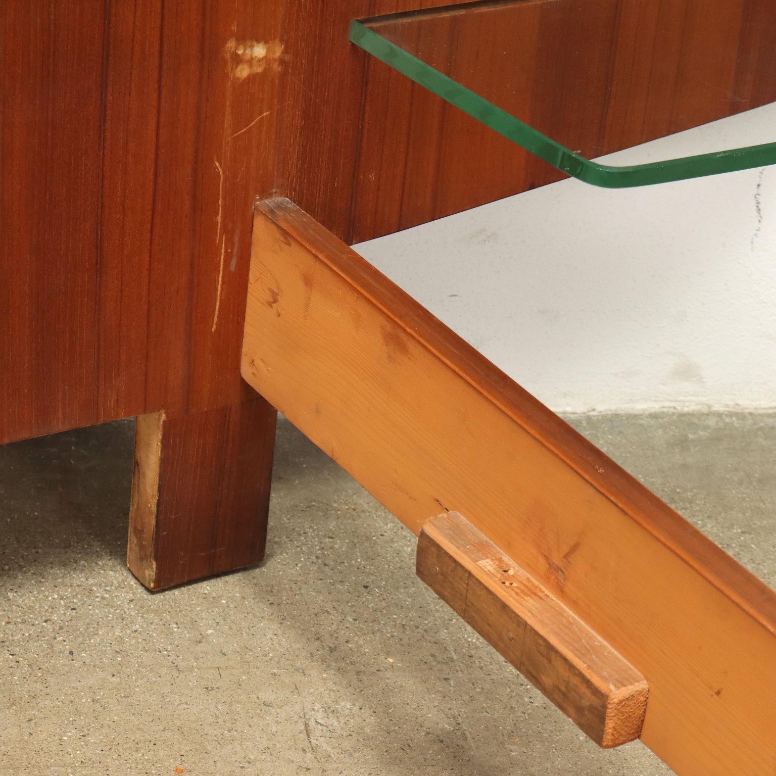 Mid-20th Century Vintage Single Bed Mahogany Veneer, Italy, 1960s For Sale