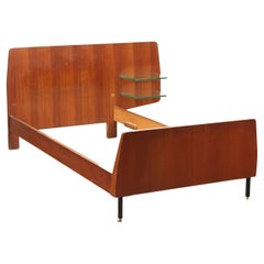 Retro Single Bed Mahogany Veneer, Italy, 1960s