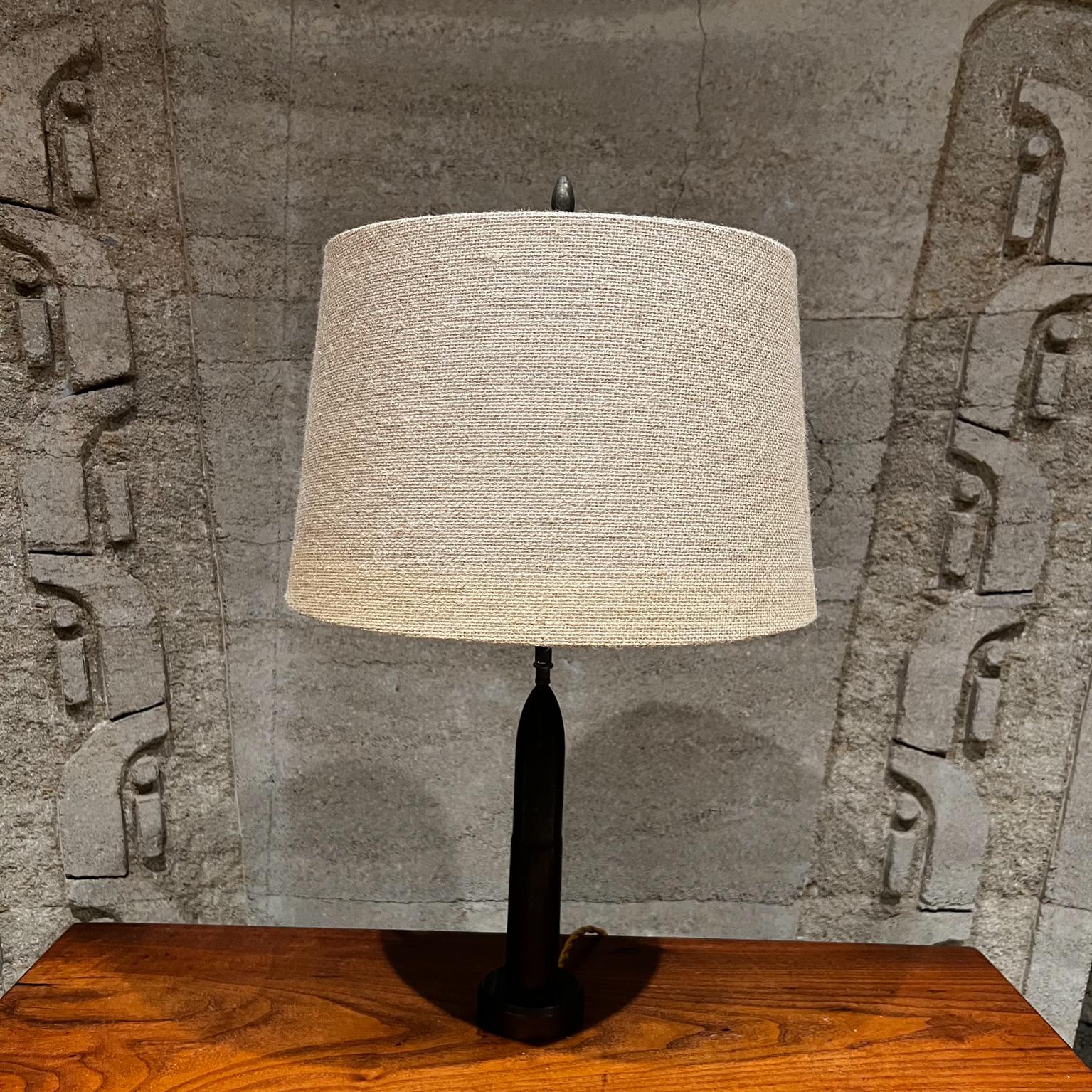 Vintage Single Bullet Table Lamp in Patinated Bronze 3