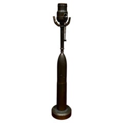 Vintage Single Bullet Table Lamp in Patinated Bronze