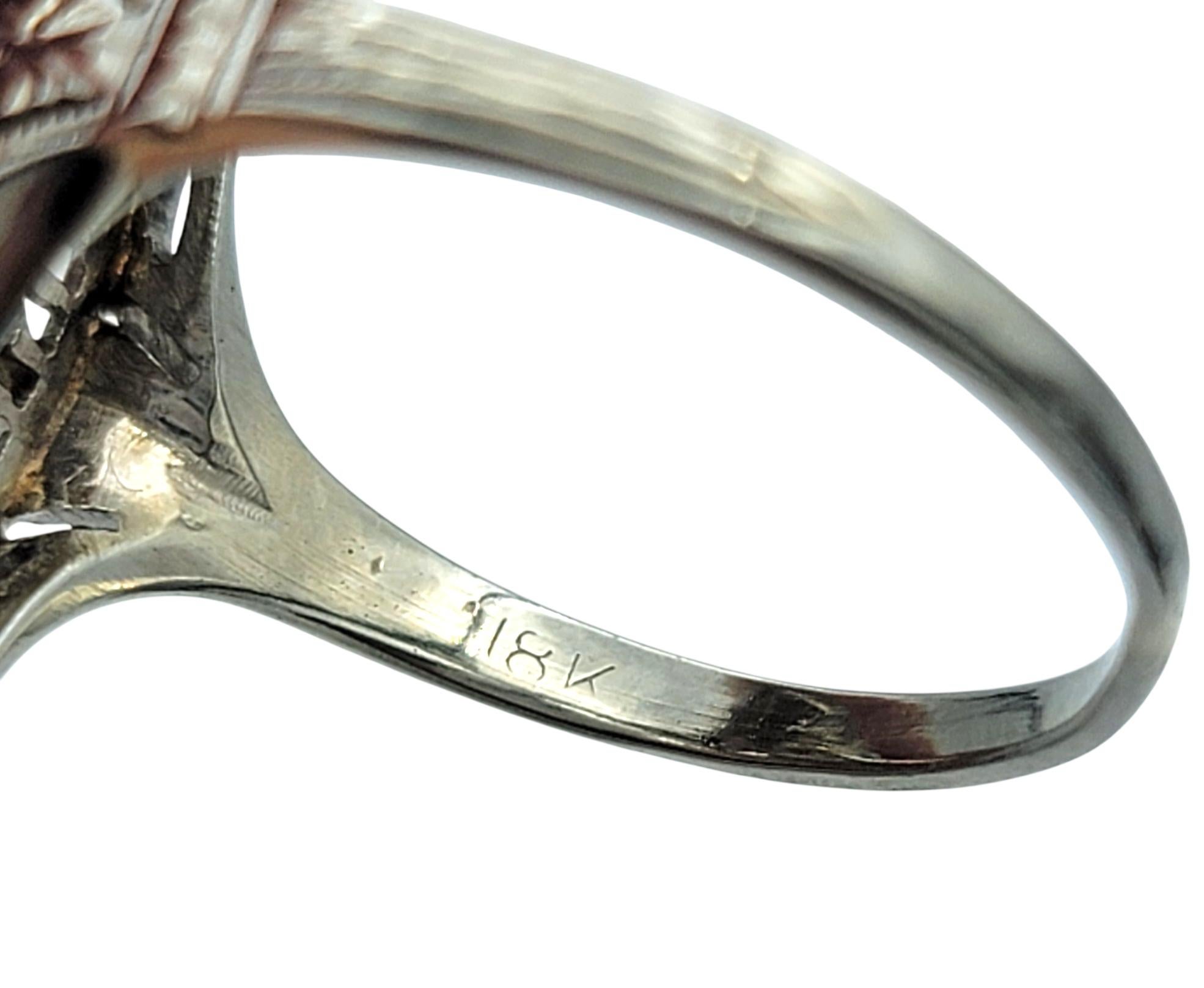 Vintage Single Cut Diamant und filigrane Navette Ring in 18 Karat Weißgold Damen im Angebot