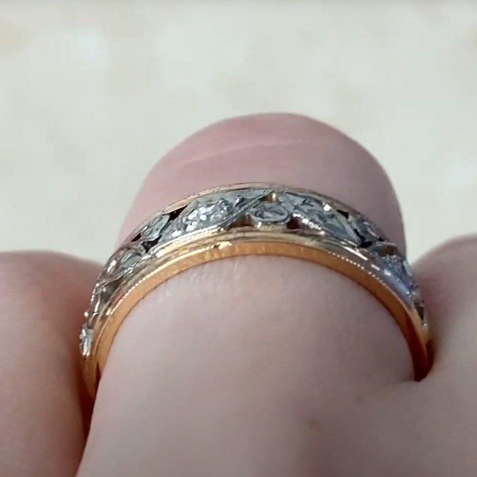 Fascia per l'eternità con diamante a taglio singolo vintage (circa 0,10 carati), oro giallo 14k In condizioni ottime in vendita a New York, NY