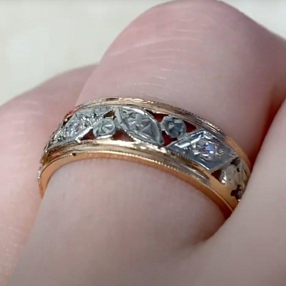 Donna Fascia per l'eternità con diamante a taglio singolo vintage (circa 0,10 carati), oro giallo 14k in vendita