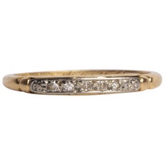 wedding band with single diamond Vintage Single Cut Diamond Yellow Gold Wedding Band Ring