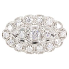 Vintage Single Cut & Round Brilliant Diamonds in Platinum & 14k Gold Ring