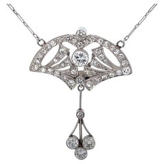 Vintage Single Cut & Transitional Cut Diamond Pendant Necklace, Platinum