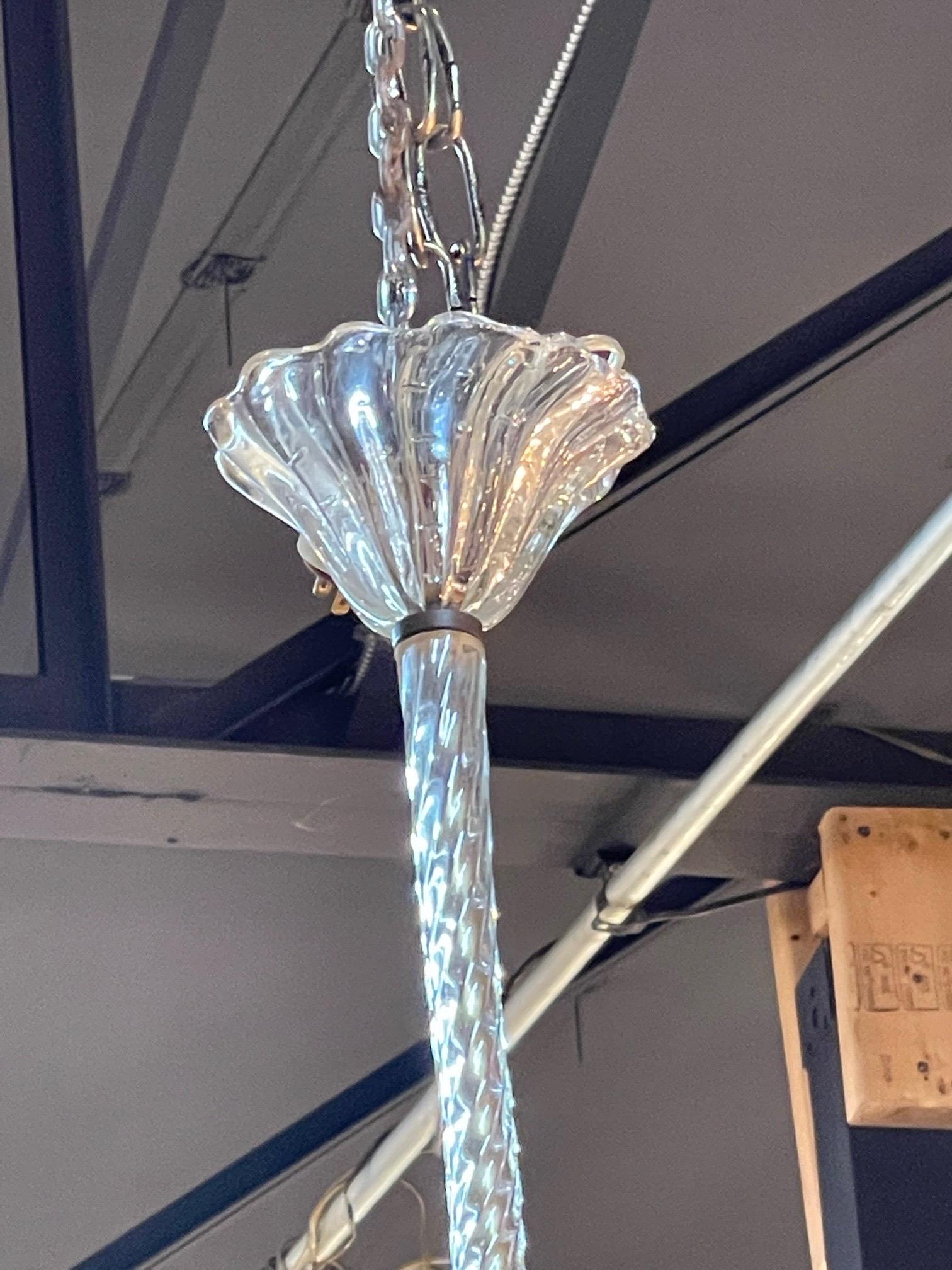 Vintage Single Light Murano Glass Chandelier In Good Condition For Sale In Dallas, TX