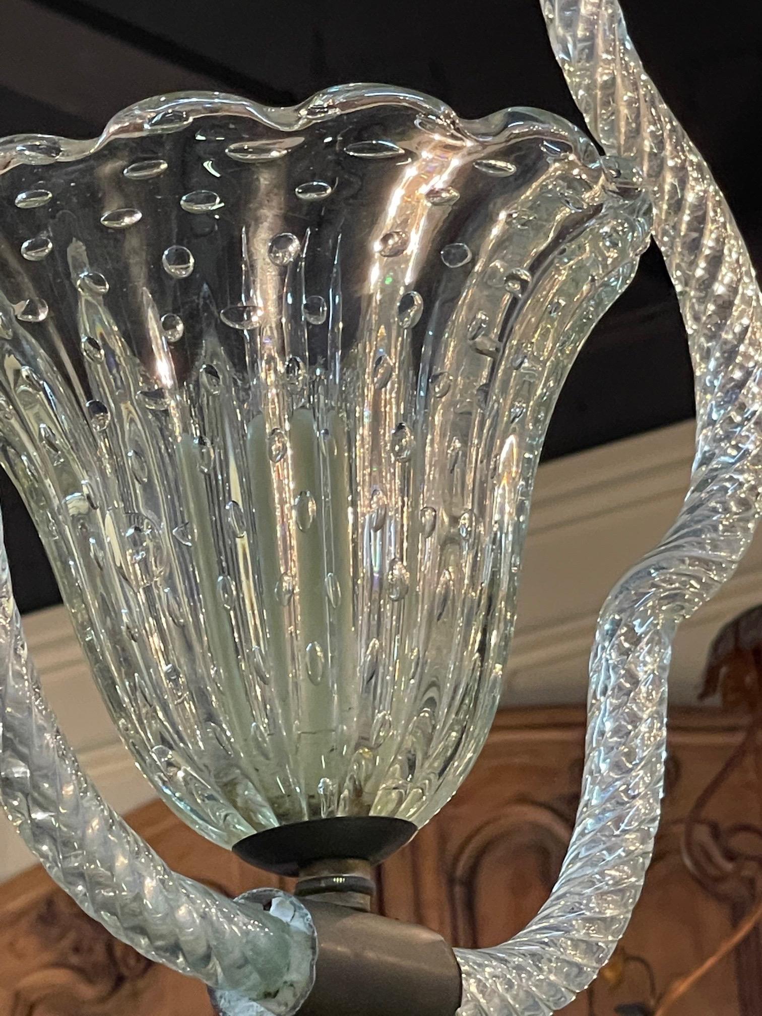 20th Century Vintage Single Light Murano Glass Chandelier For Sale