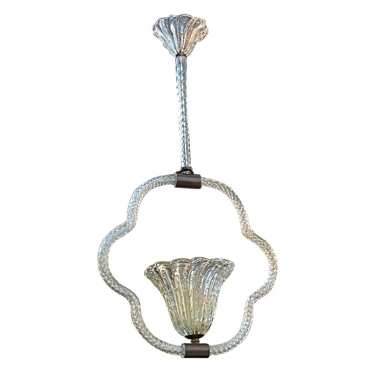 Vintage Single Light Murano Glass Chandelier