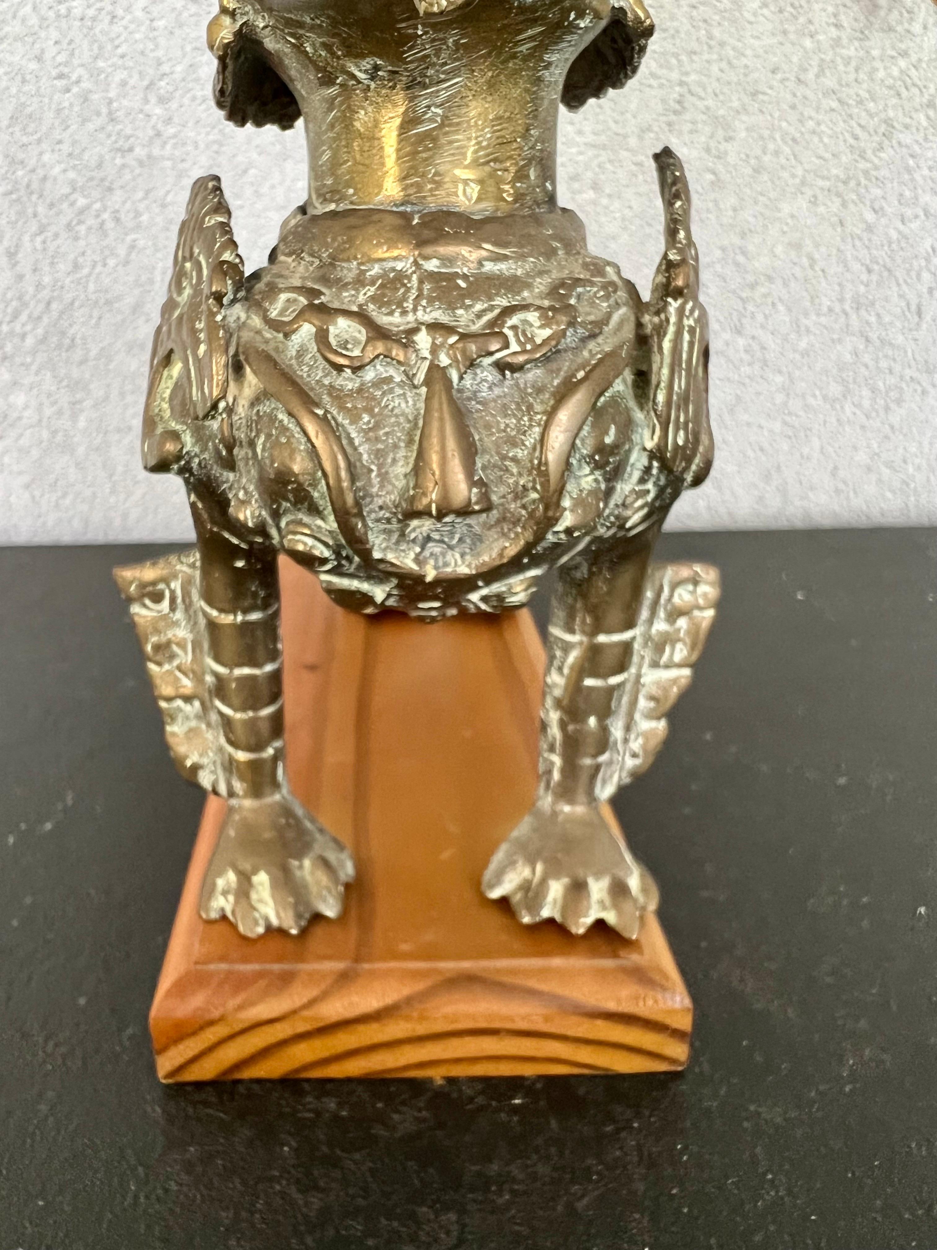 20th Century Vintage Single Solid Bronze Tibetan Foo Dog/Lion Sculpture For Sale