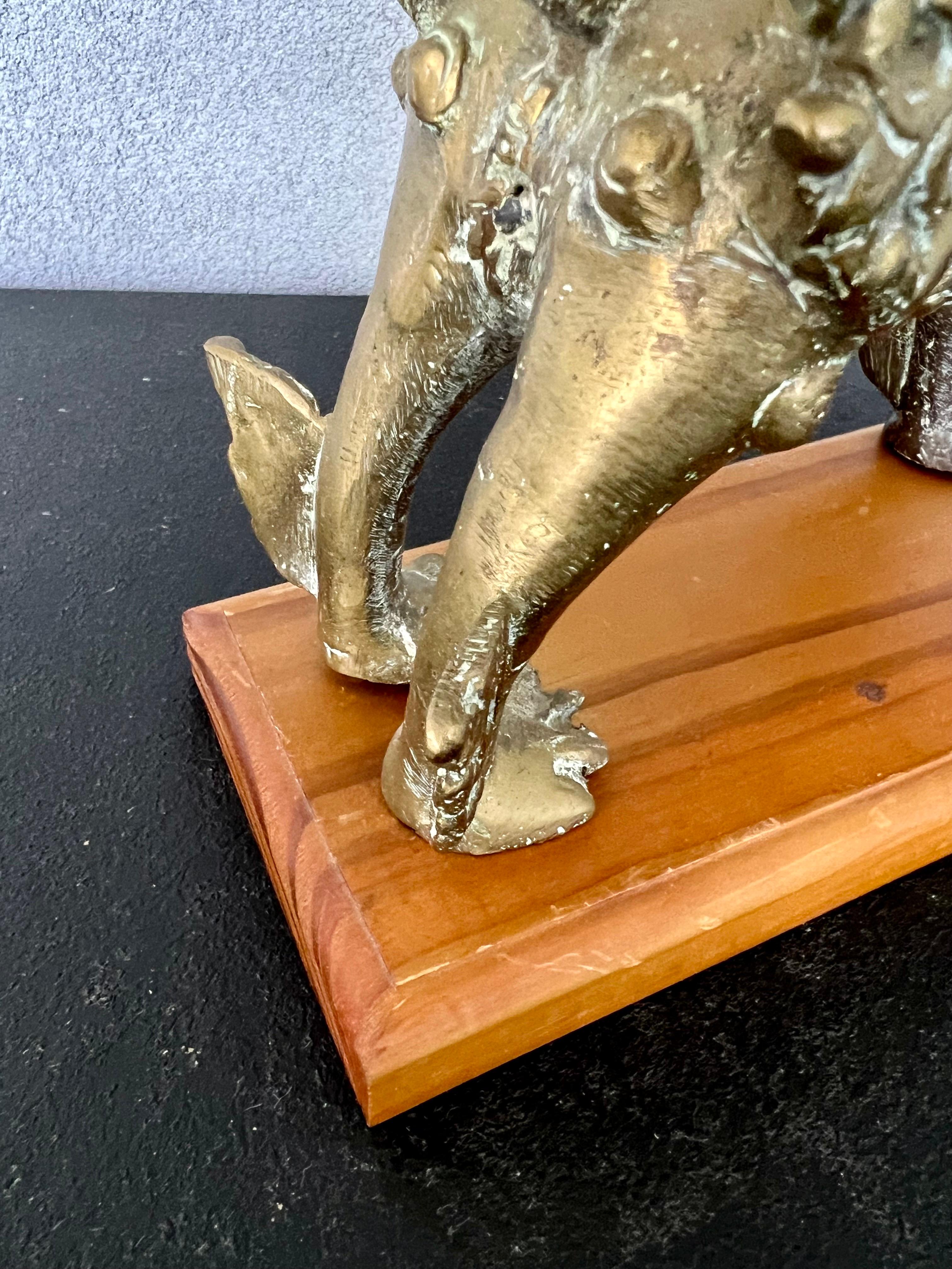 Vintage Single Solid Bronze Tibetan Foo Dog/Lion Sculpture For Sale 1