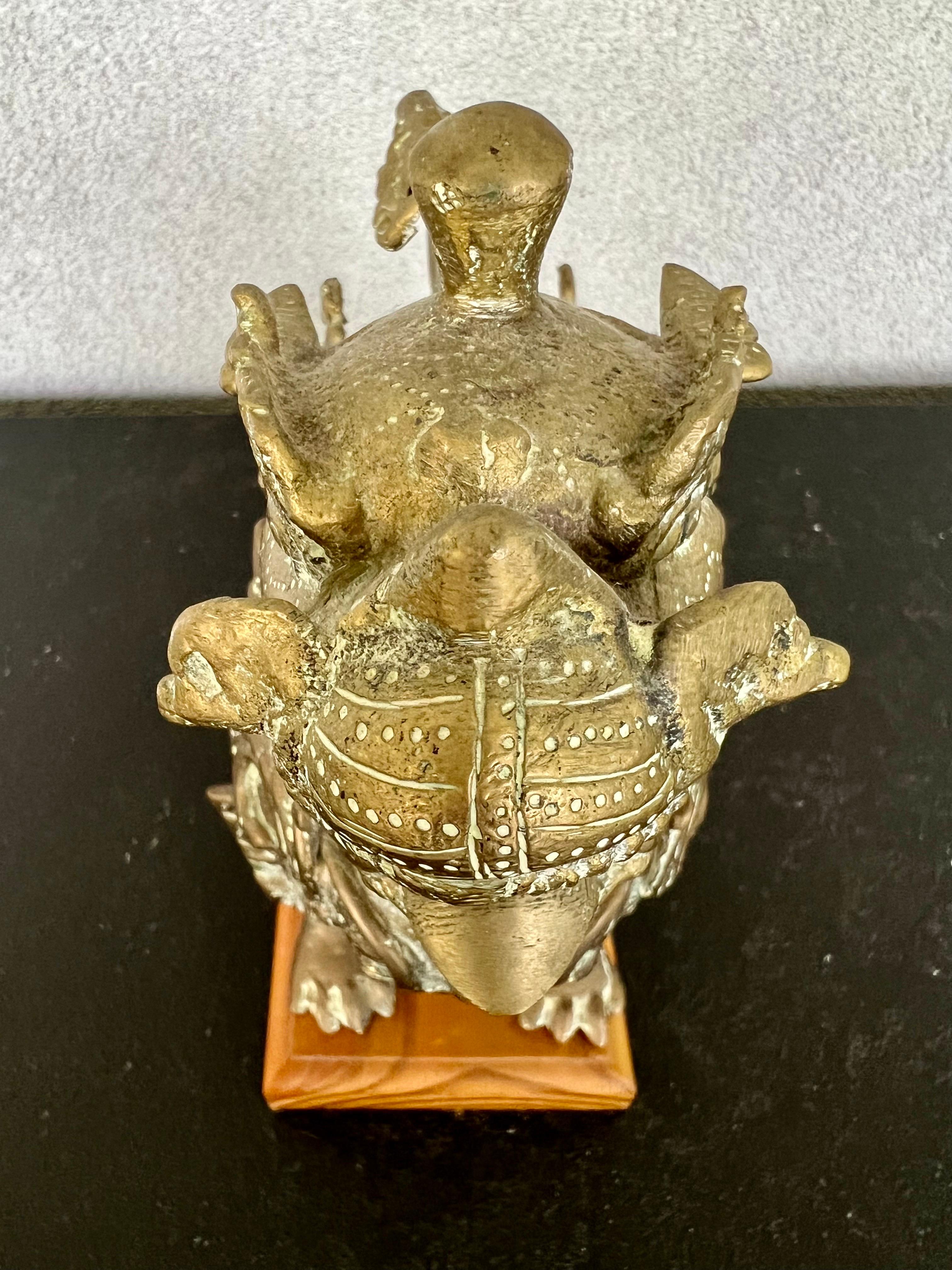 Vintage Single Solid Bronze Tibetan Foo Dog/Lion Sculpture For Sale 2
