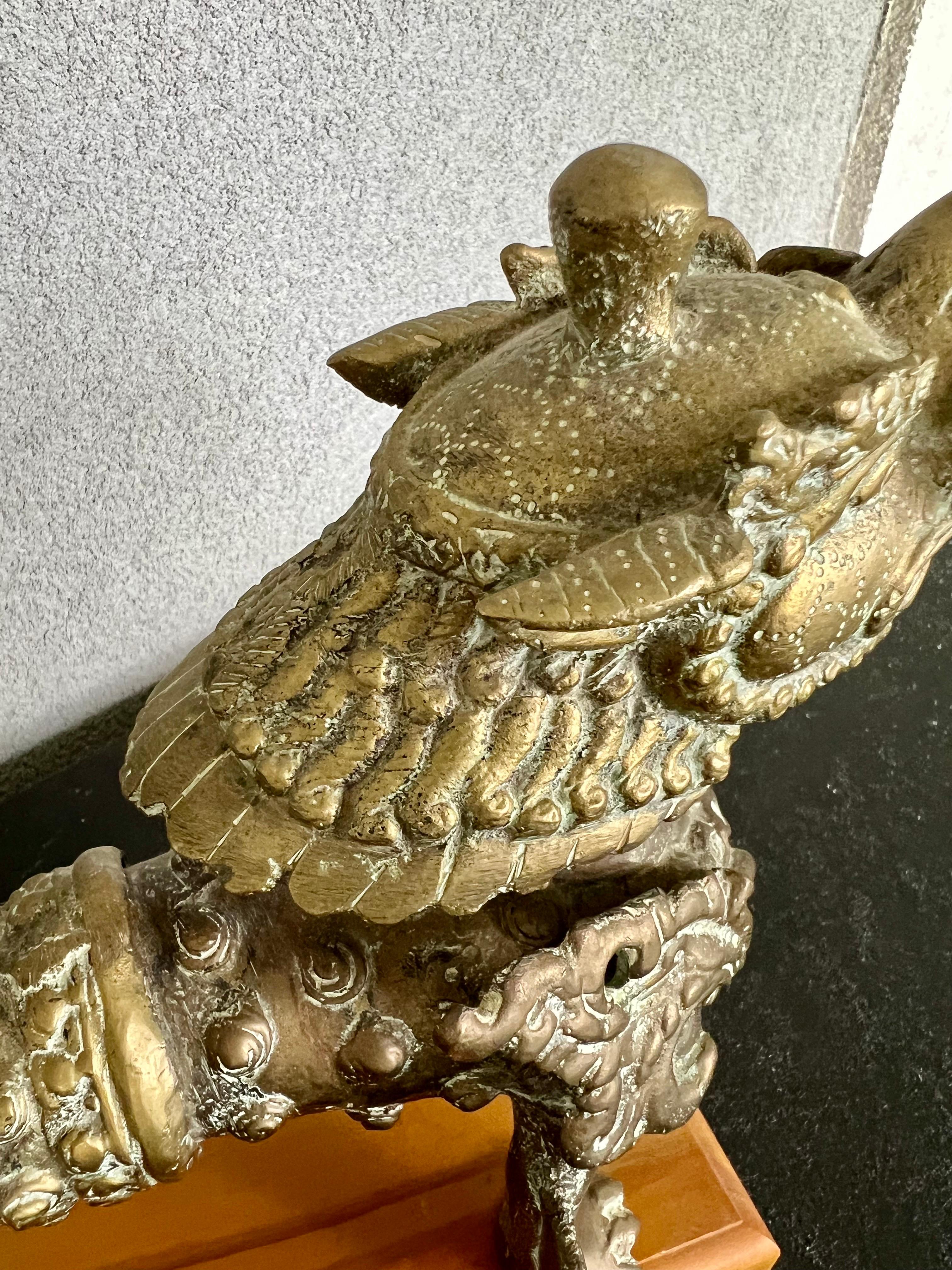 Sculpture vintage unique en bronze massif du chien tibétain Foo/Lion en vente 2