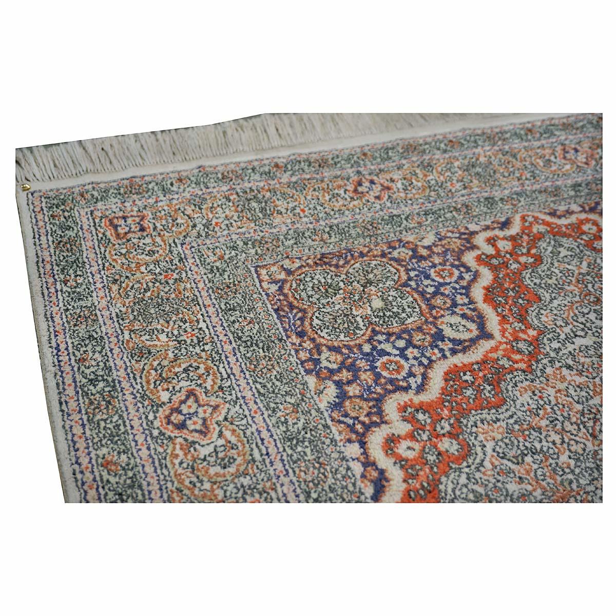 Handgefertigter Vintage Sino-Persischer Hereke-Teppich aus Seide 3x5 in Weiß, Elfenbein, Rot und Lila im Angebot 5